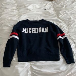 Navy, white, and red Michigan sweatshirt, small